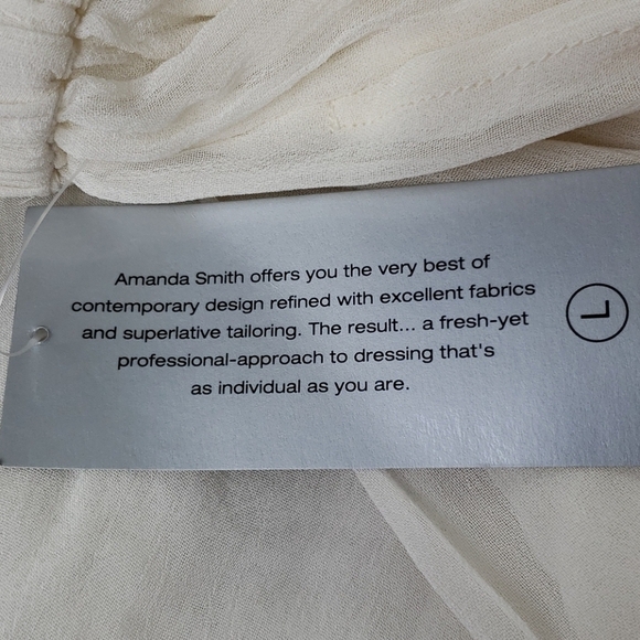 Amanda Smith Flowy Semi Sheer Crinkly Rayon Flowy Pants Ivory L With Tags - Picture 4 of 16